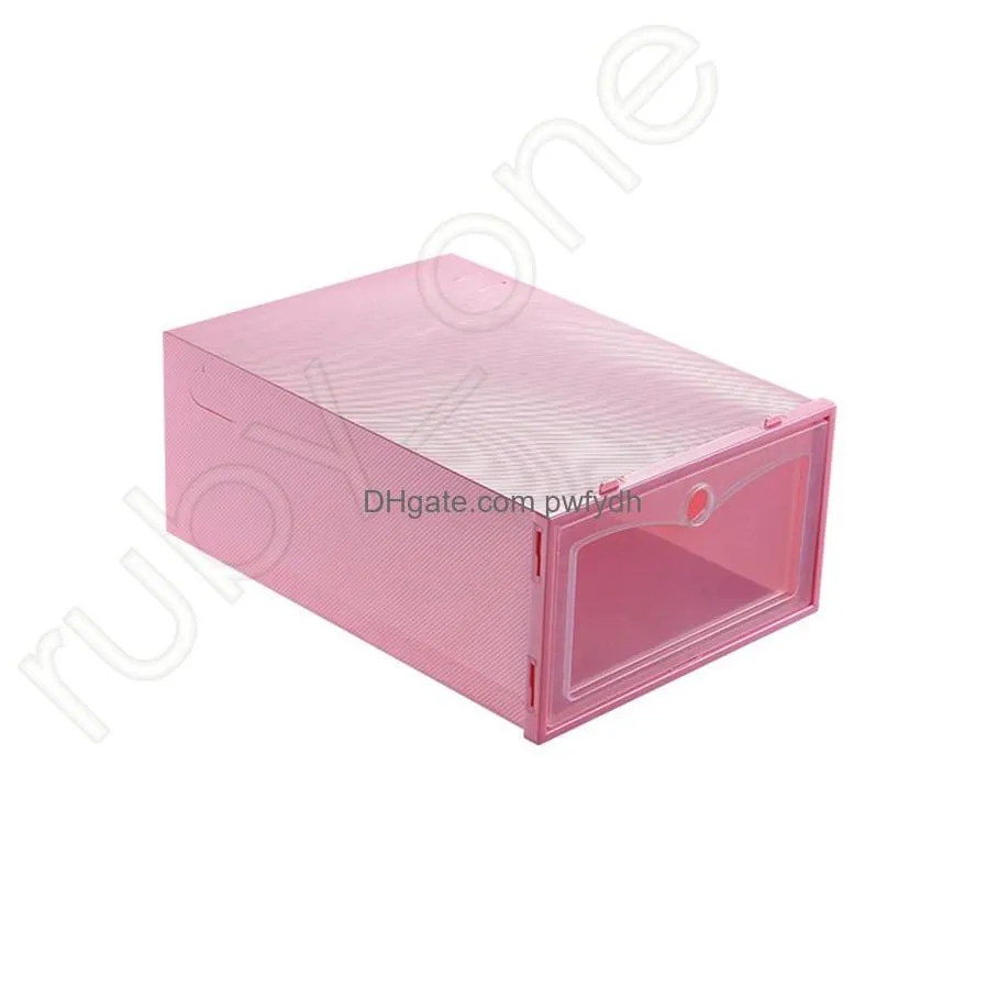 thicken clear plastic shoe box dustproof shoe storage box flip transparent shoe boxes candy color stackable shoes organizer boxes