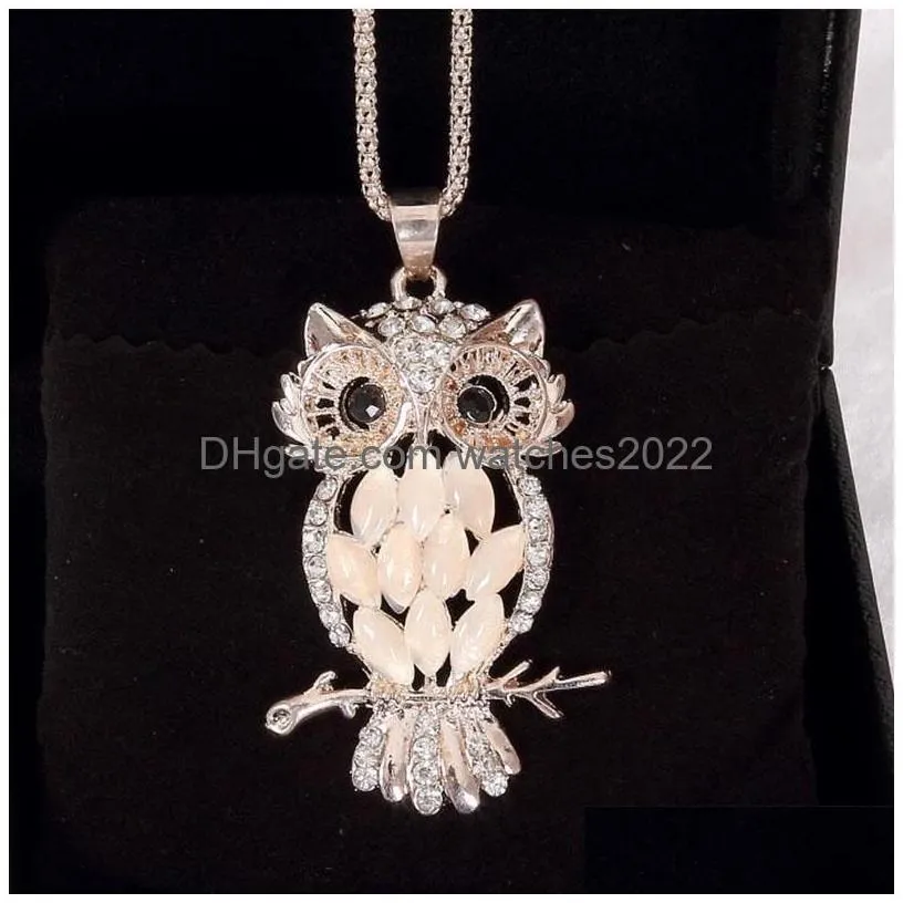 Pendant Necklaces New Arrival Long Sweater Necklace Charming Bordered Women Lady Girl Owl Clothing Jewelry Accessories Drop Delivery P Dhzo7