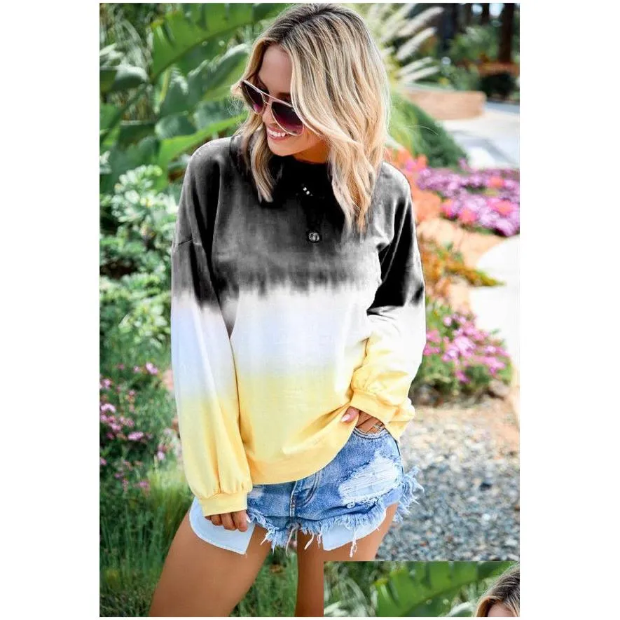 Women`S Hoodies & Sweatshirts Womens Autumn New Plus Size Fashion Tie-Dye Printing Tops Long Sleeve O Neck Clothes Drop Delivery Appa Dhhzu