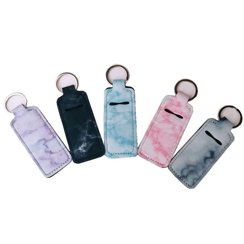 lipstick holder keychain party favor neoprene chapstick lip gloss pouch key chain portable keyring creativity gift