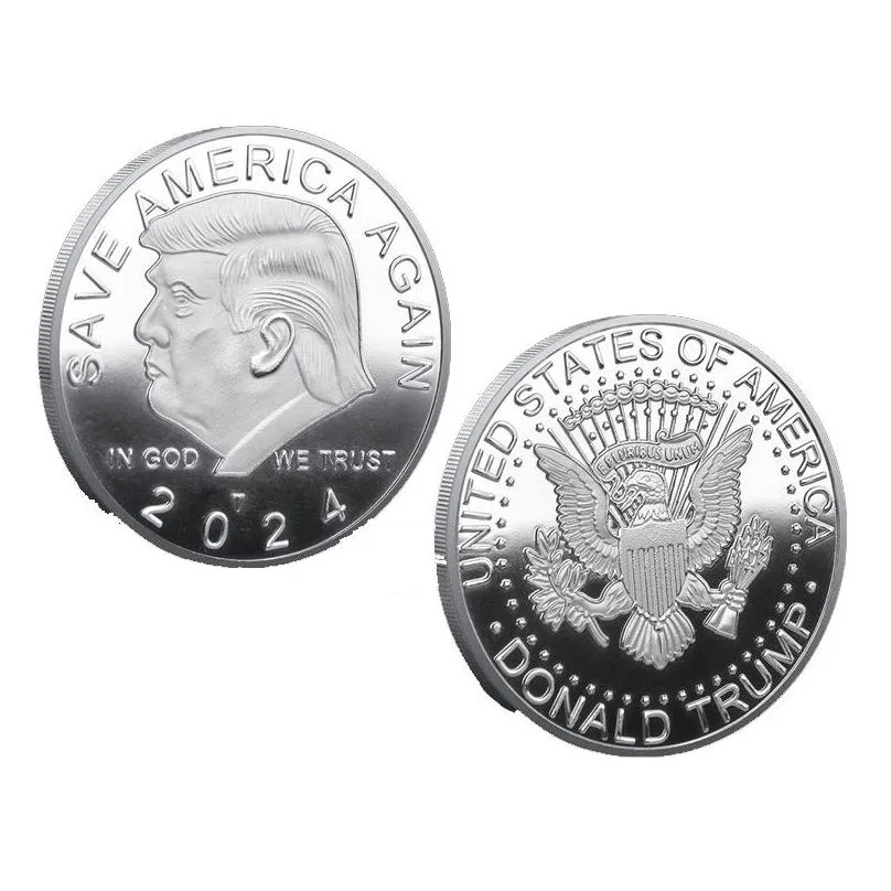 trump 2024 coin commemorative craft the tour save america again metal badge gold silver