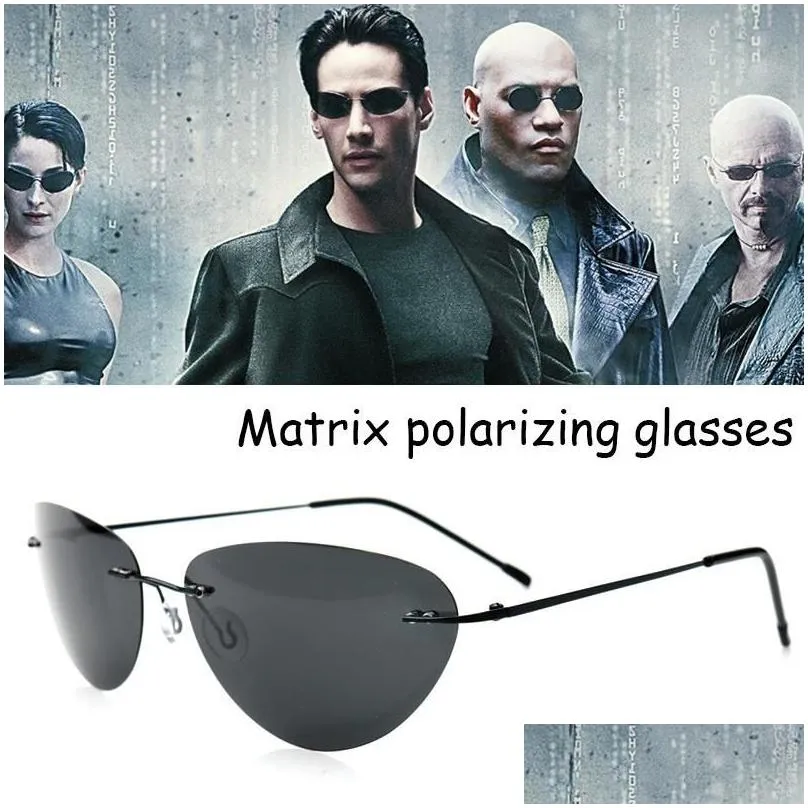 Sunglasses Polarized Cool Matrix Neo Fashion Pilot The Tralight Rimless Men 2021 Driving Esign Sun Glasses De Sol Drop Delivery Dhzec
