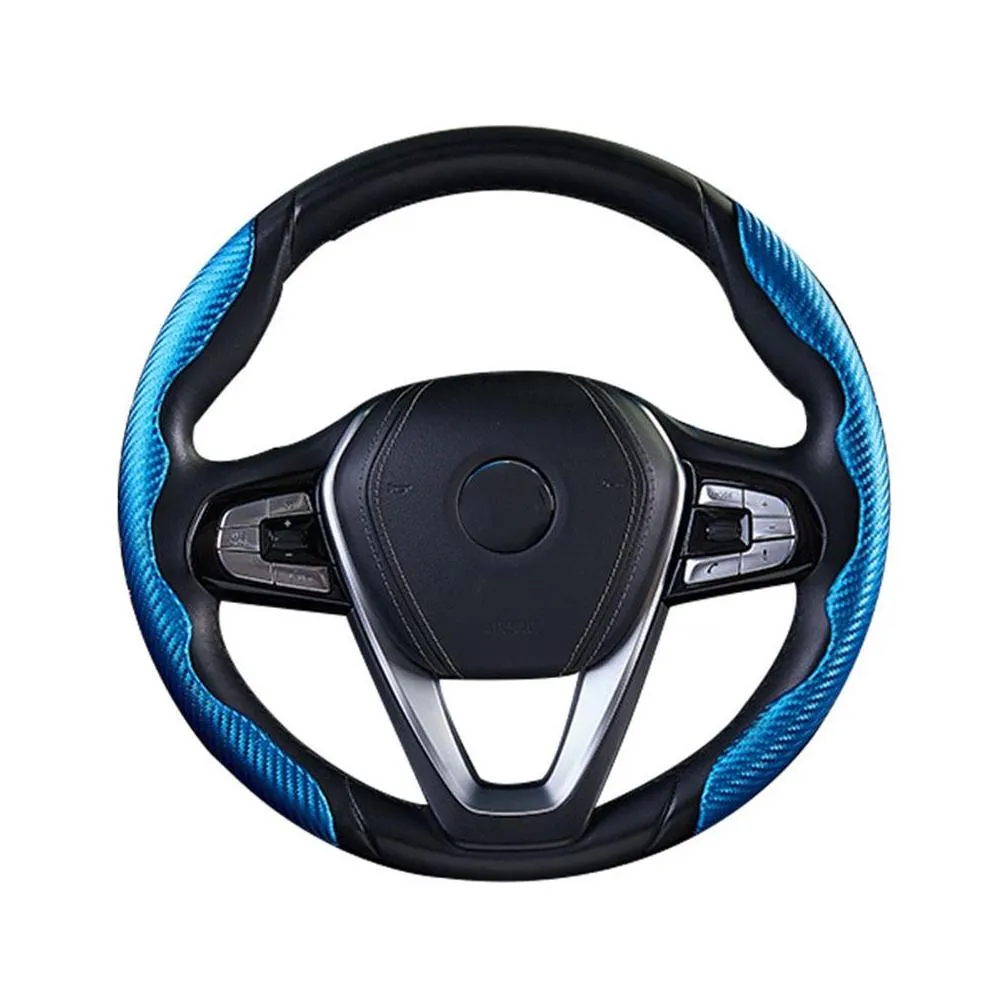 Steering Wheel Covers 1Pair Car Booster Er Carbon Fiber Look Non-Slip Interior Decoration Accessories For Deco Drop Delivery Automobil Dhq95