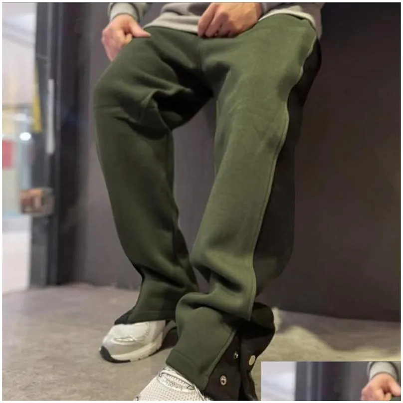 Men`S Pants Mens Spring Casual Tren Sports Loose Fashion Splicing Double Breasted Straight 3Xlmens Drop Delivery Apparel Clothing Dhtum