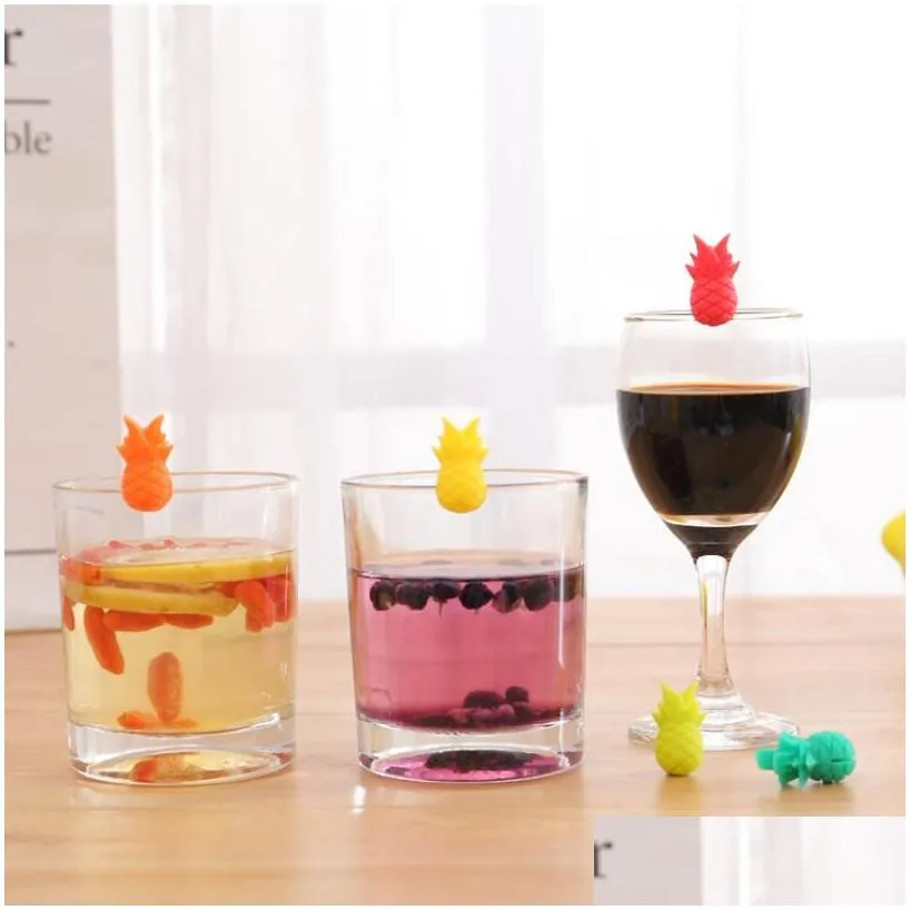 Other Home & Garden Creative Supplies Sile Red Wine Glass Marker Pineapple Markers Charm Drinking Glasses Identification Cup Labels Ta Dh5Ld