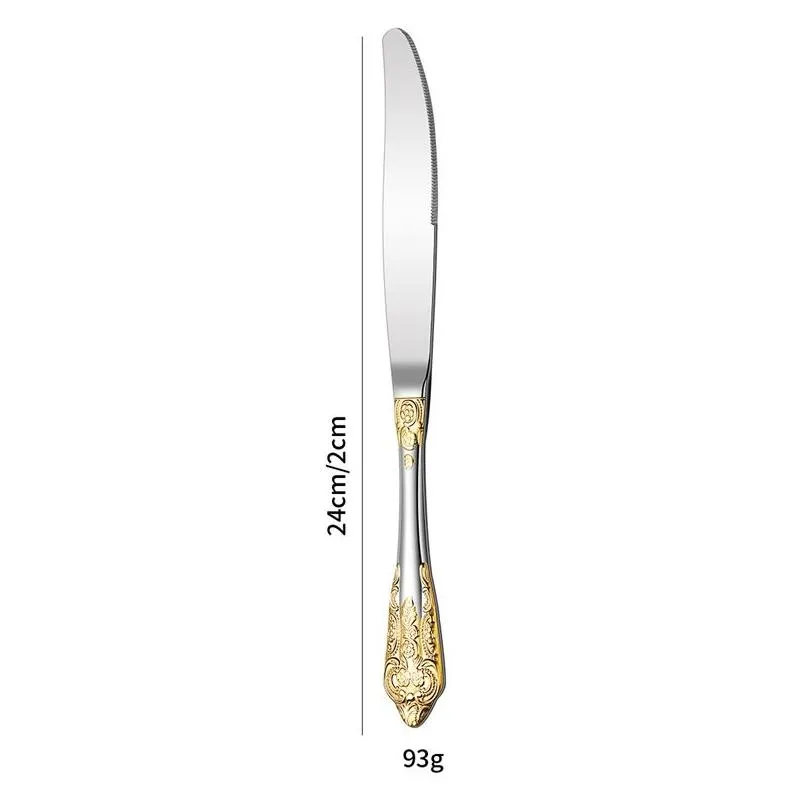 Flatware Sets 304 Stainless Steel Tableware Knife Fork Spoon Gold European Style El Western Food Drop Delivery Home Garden Kitchen, Di Dh8Sa