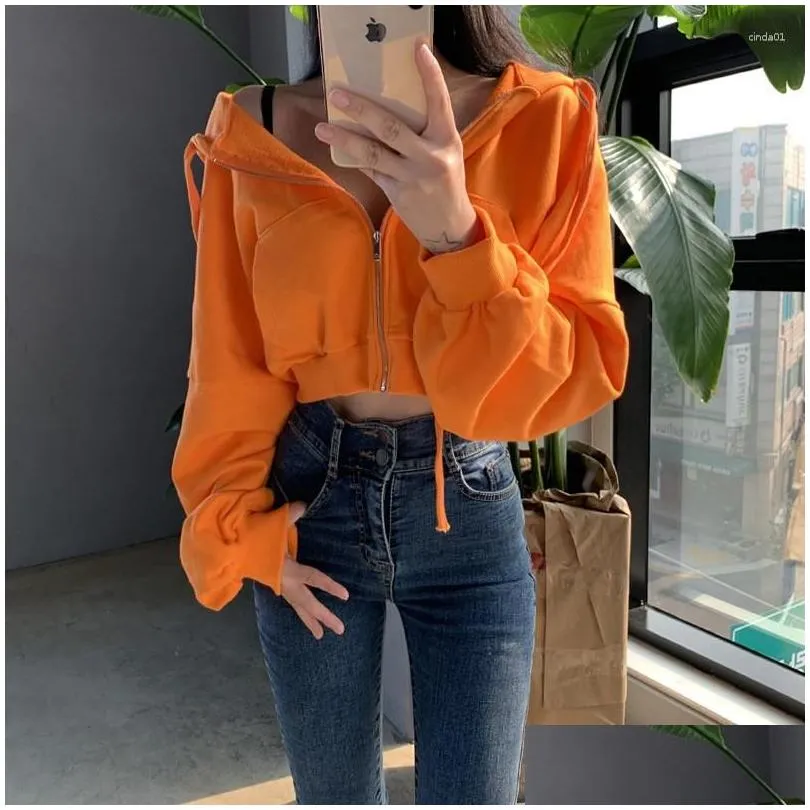 Women`S Jackets Womens Fashion Jacket Spring Summer Solid Color Hooded Zipper Up Women Slim Cropped Drop Delivery Apparel Clothing Out Dhtcy