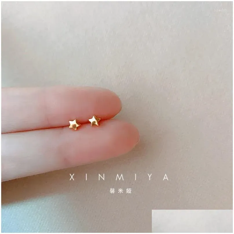 Stud Earrings Sier-Plate Ear Piercing Tiny Gold Color For Women Girl Simple Moon Earring Prevent Allergy Cute Student Jewelry Drop De Dhxjv