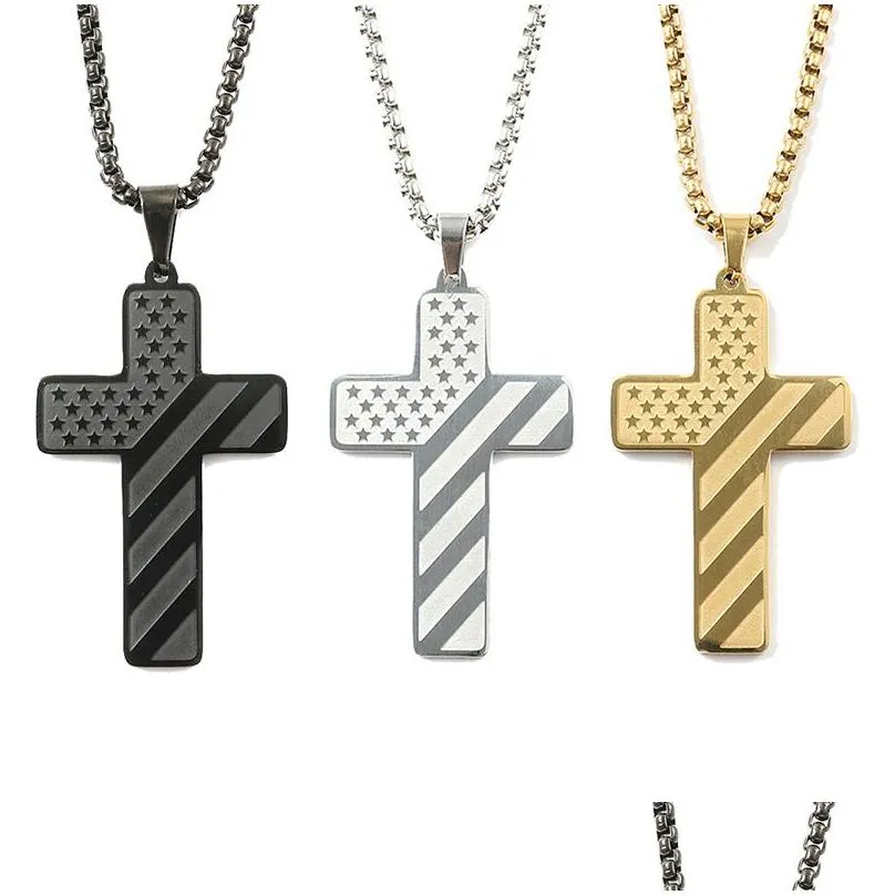 american flag cross pendant necklace mens stainless steel necklace 8 style