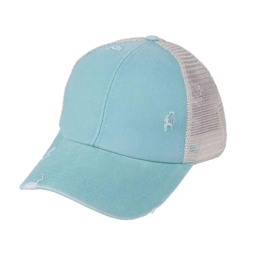 Party Hats Criss Cross Mesh Back Baseball Cap 10 Colors Washed Died Messy Bun Ponycap Trucker Hat Drop Delivery Home Garden Festive Su Dhdfu