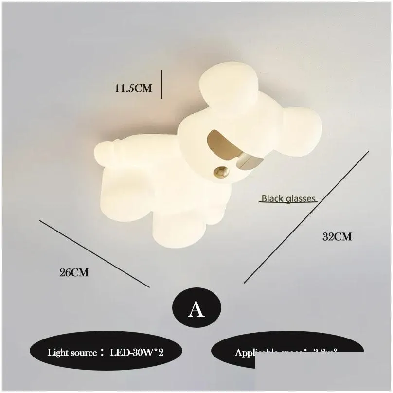 Wall Lamps Sunglasses Bear Cute Childrens Room Decor Lamp Led Modern Warm Baby Teen Girl Boy Bedroom Bedside Lights Drop Delivery Dhxdt