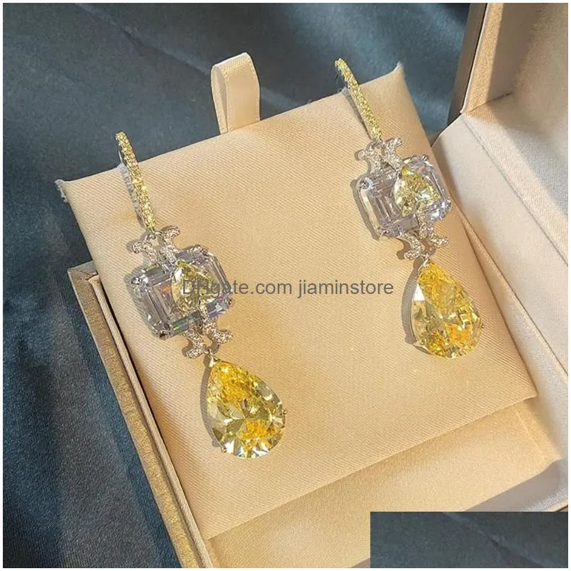 Dangle & Chandelier Wong Rain 925 Sterling Sier 3Ex Vvs 11 18Mm Pink Sapphire Citrine Emerald Created Moissanite Drop Earrings Fine D Dhgck