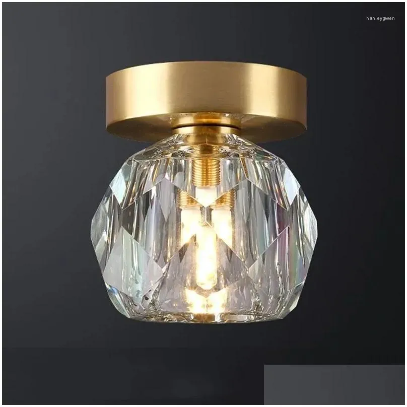 Ceiling Lights Nordic Luxury Crystal Aisle Light Hallway Simple Led Balcony Cloakroom Corridor Lighting Drop Delivery Dhslw