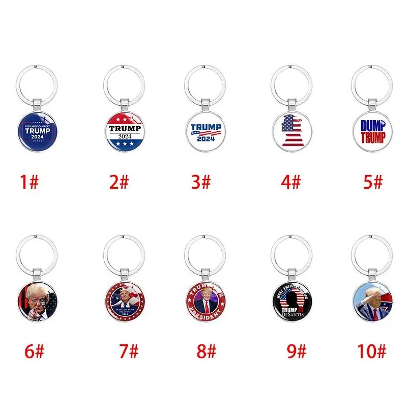 trump 2024 keychain pendant keyrign save america again time gem keychains christmas gifts key chain