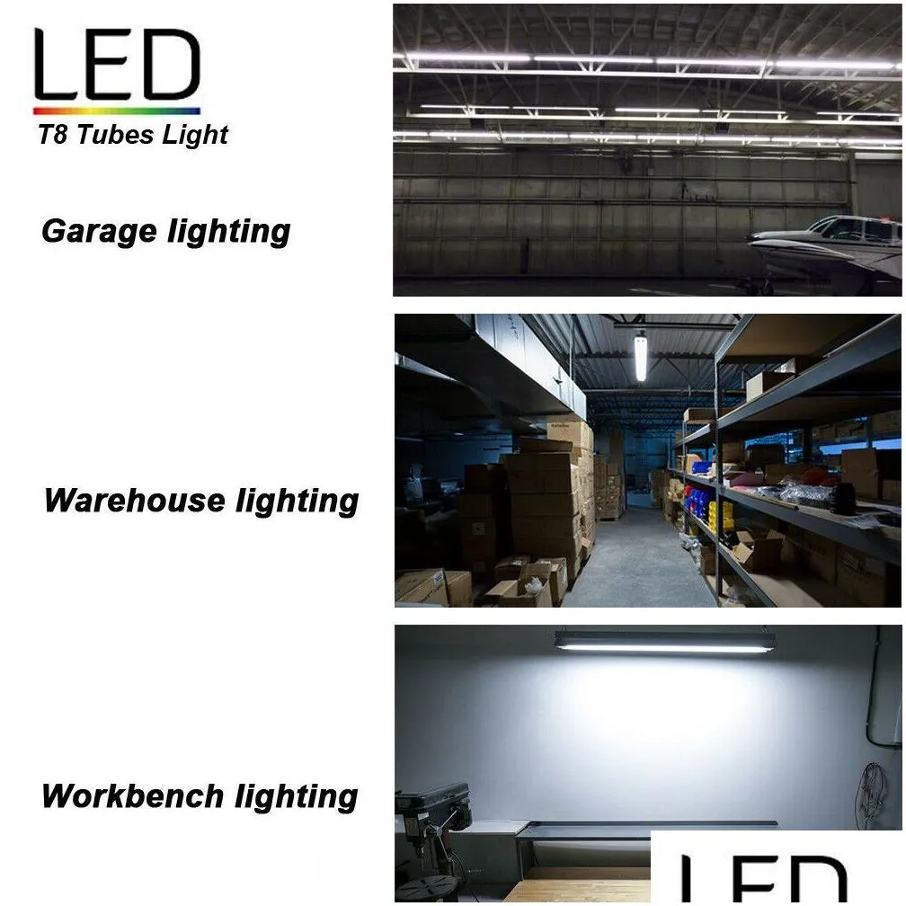 Led Tubes 8Ft Shop Lights 8 Feet Cooler Door Zer Leds Lighting Fixture 4 Row 144W 14500 Lm 4Ft 75W Fluorescent Clear Er Linkable Surfa Dhps8