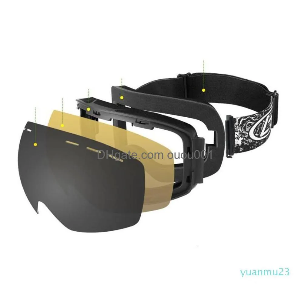 Ski Goggles Snapon Double Layer Lens Pc Skiing Antifog Uv400 Snowboard Men Women Eyewear Case Drop Delivery Dhuis
