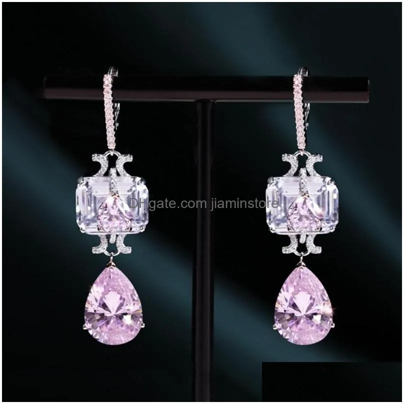 Dangle & Chandelier Wong Rain 925 Sterling Sier 3Ex Vvs 11 18Mm Pink Sapphire Citrine Emerald Created Moissanite Drop Earrings Fine D Dhgck