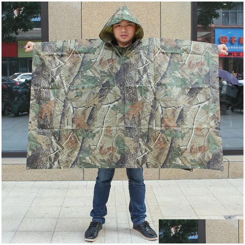 Raincoats Mtifunctional Camo Raincoat Waterproof Rain Coat Men Women Cam Fishing Motorcycle Poncho Outdoor Tent Drop Delivery Home Gar Dhsnp