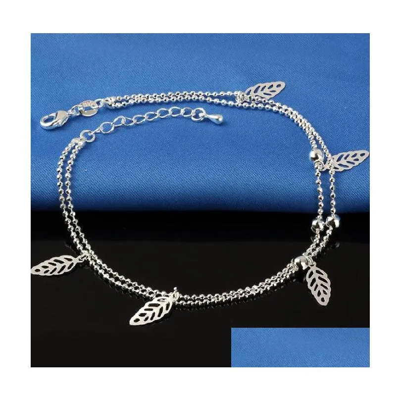 Anklets 925 Sterling Sliver Bracelets For Women Foot Jewelry Inlaid Zircon Anklet Bracelet On A Leg Personality Drop Delivery Dhpih