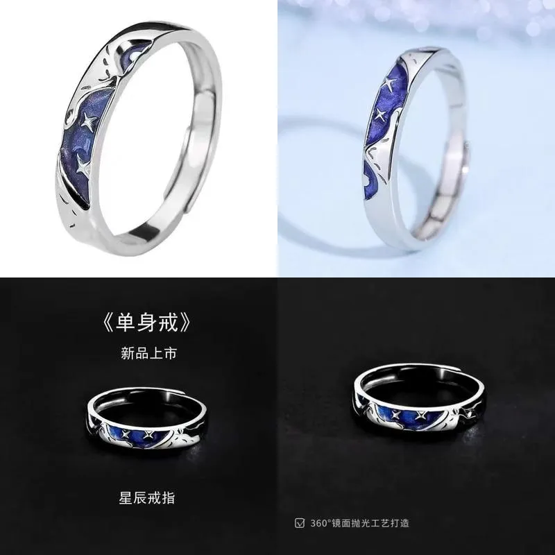 Cluster Rings Adjustable Bohemian Thai Sier Light Luxury Star Ring Opening For Women Jewelry Accessories Drop Delivery Ot7Aq