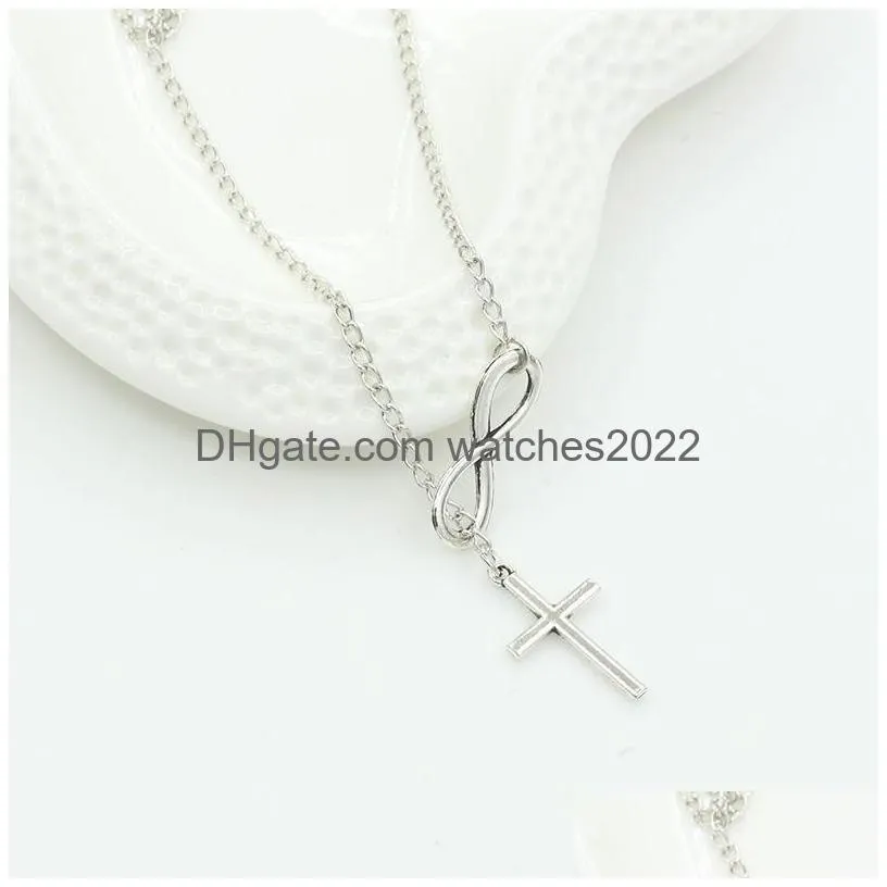 Pendant Necklaces Infinity Cross For Women Ladies Fashion Wedding Party Event Jewelry 925 Sier Plated Chain Eight Elegant Charms Drop Dhx8V