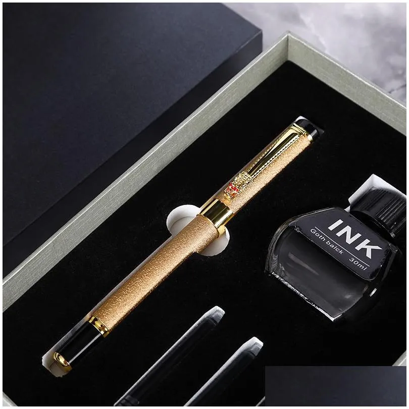 Ballpoint Pens Wholesale 1Pcs Metal Faucet Pen Add3 Ink Sticksadd1 Bottle With Gift Box And Bag Business Office Set Drop Delivery Scho Dhyhj