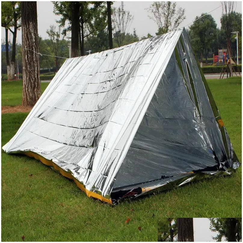 wholesale outdoor emergency tent party favor sun protection warm camping tent pe aluminium coating shelters tents camp hike pads
