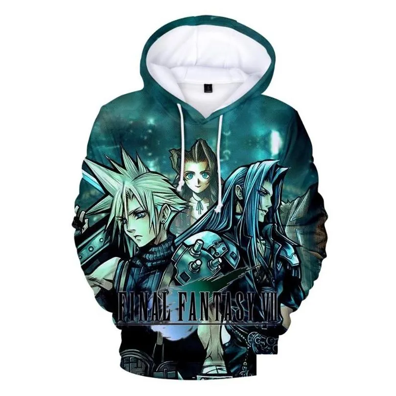 Men`S Hoodies & Sweatshirts Final Fantasy Vii 3D Printed Hoodie Sweatshirt Winter Male/Female Leisure Harajuku Game Coat Drop Deliver Dh6Qa
