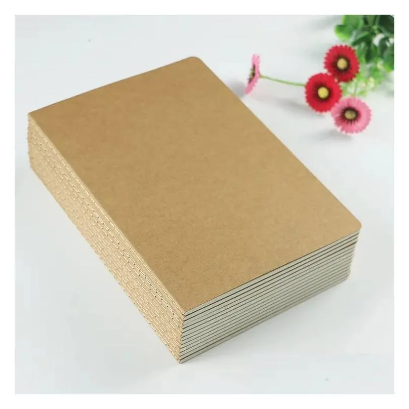 Notepads Wholesale Brown Kraft Er Stitching Notepad School Exercise Soft Daily Notebook With Line Copybook Vintage For Office And Drop Dhs6F