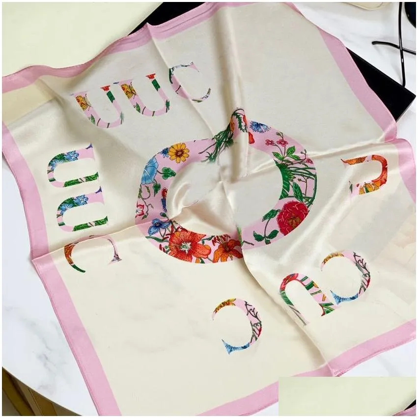 Scarves Woman Designer Silk Scarf Luxury Flower Letter Print Summer Headband Fashion Squares Shawl Ladies Beach Neck Scarfs Tote Bag D Dhyze