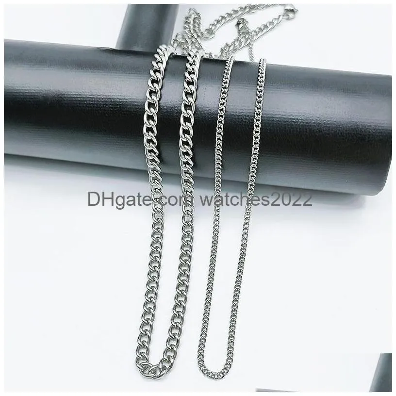 Chains 2.2 M Basic Curb Link Never Fade Necklace Diy 304 Stainless Steel Swim Choker Necklaces With Lobster Clasp For Men Women Punk H Dhrtk