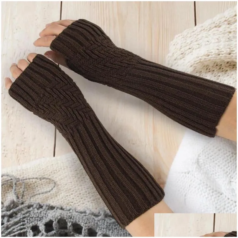 Cycling Gloves Mitten Soft Knitted Sleeve Fashion Women Fingerless Arm Winter Warm