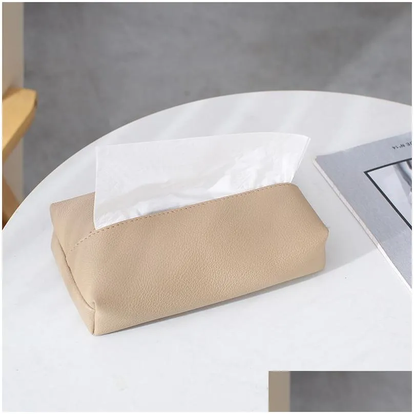 Storage Boxes & Bins Leather Tissue Box Er Pu Holder For Modern Decorative Home Bathroom Bedroom Office Desk Night Stands New Gift Dro Dhsjy