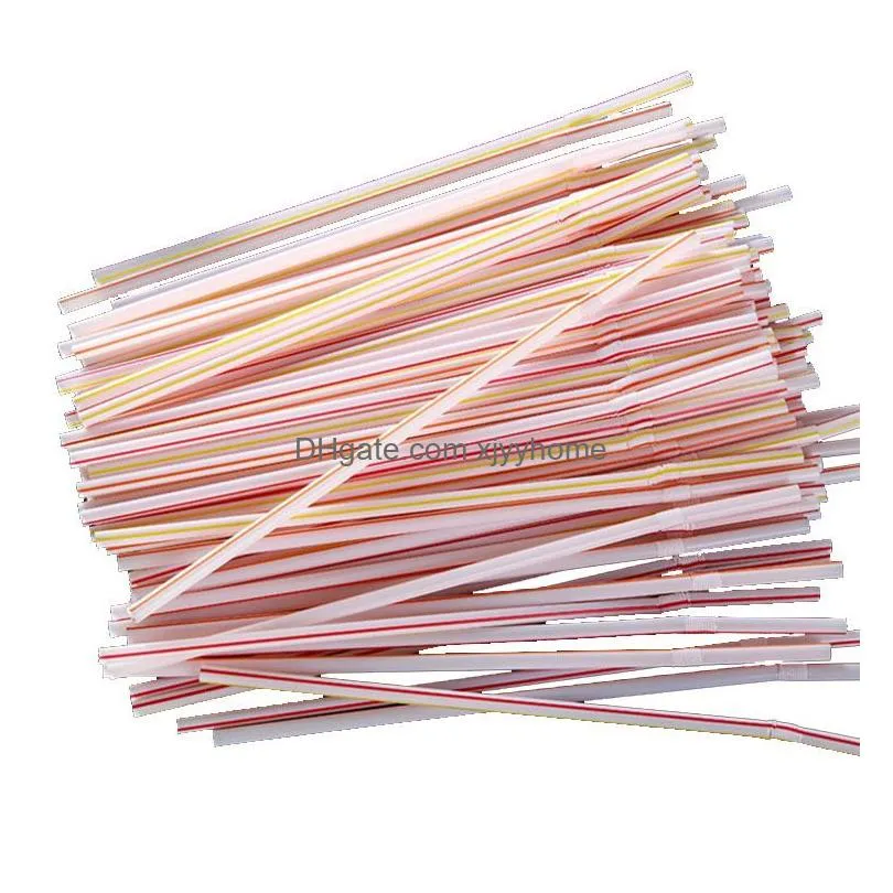 Drinking Straws 100Pcs/Bag Disposable Plastic Sts Colorf Bend Drink Fruit Juice Milk Tea Pipe Bar Party Accessory Drop Delivery Home G Dhv4U