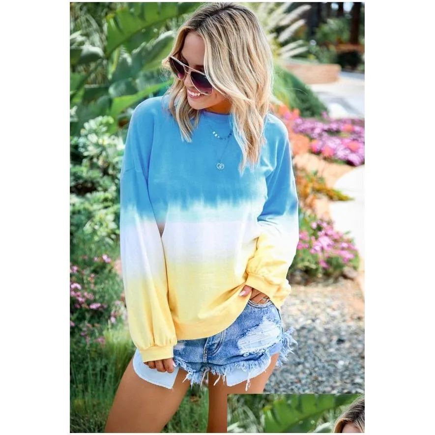 Women`S Hoodies & Sweatshirts Womens Autumn New Plus Size Fashion Tie-Dye Printing Tops Long Sleeve O Neck Clothes Drop Delivery Appa Dhhzu