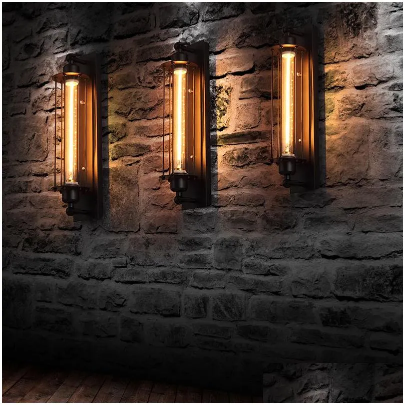 Wall Lamps Loft Vintage American Industrial Light Edison E27 Bed-Lighting Eye-Lantern Sconce Lights Home Decoration Lighting Drop Deli Dh10B