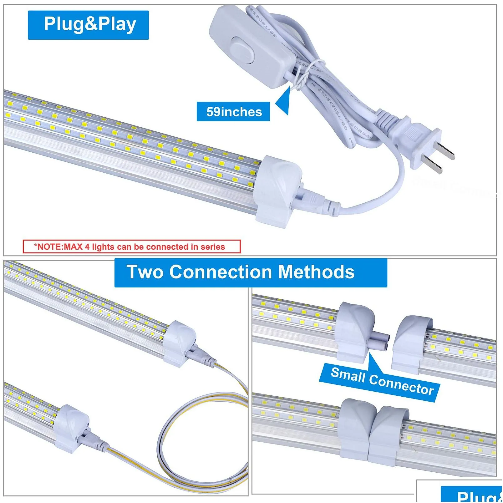 Led Tubes 8Ft Tube Lights V-Shape 8 Foot Design Shop Fixture 2Ft 3Ft 4Ft 5Ft 6Ft Cooler Door Zer Lighting Fluorescent Drop Delivery Bu Dh2Hc