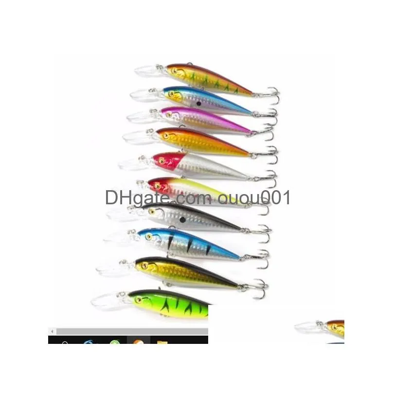 Baits & Lures 1Pcs Colorf Stripe Pattern 11Cm 10.5G Hard Bait Minnow Streak Fishing Bass  Water Hook Diving Perch Wobbler Fish Dr Dhgkm