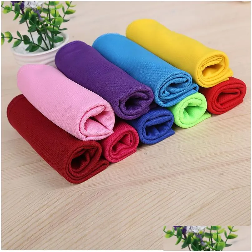 Towel Ice Cold Summer Exercise Fitness Cool Quick Dry Soft Breathable Adt Kids Sport Cooling 30X80Cm Drop Delivery Home Garden Textile Dh72B