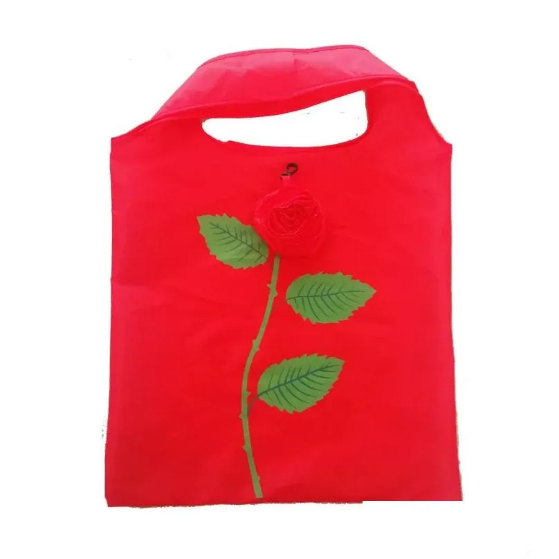 Storage Bags Rose Flower Shape Foldable Bag Handbag Eco Reusable Environmental Shop Folding Grocery Drop Delivery Home Garden Housekee Dhvmx