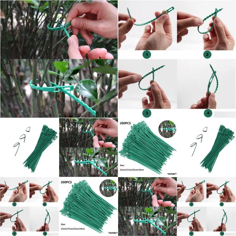 Other Home Storage & Organization Reusable Garden Ties Plant Support Shrubs Fastener Tree Locking Nylon Adjustable Plastic Drop Delive Dhqsx