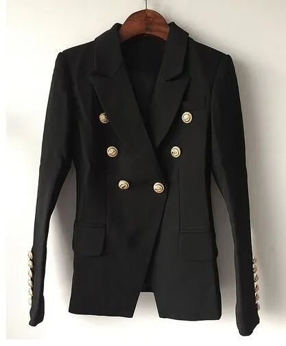 New Fashion Blazer Jacket Women`s Double Breasted Metal  Buttons Blazer Outer