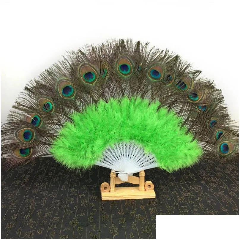 feather hand fan stage performances craft fans elegant folding feathers fan party supplies 10 style