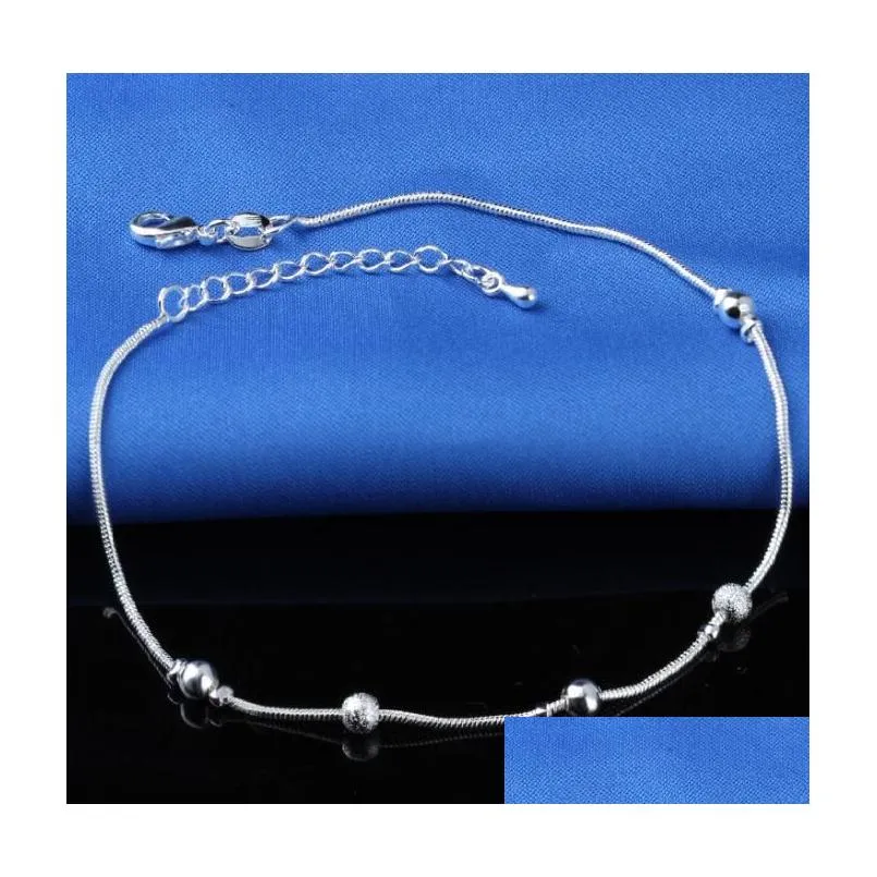 Anklets 925 Sterling Sliver Bracelets For Women Foot Jewelry Inlaid Zircon Anklet Bracelet On A Leg Personality Drop Delivery Dhpih