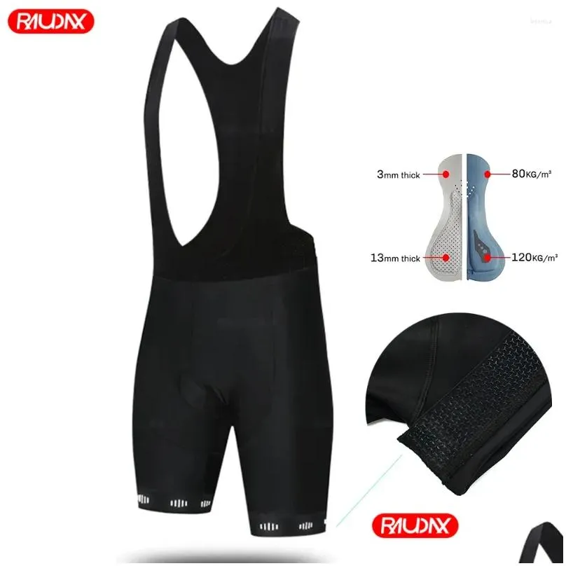 Motorcycle Apparel Elastic Interface Cushion Cycling Bib Shorts Reflective Logo Sports Team Black Mans Bicycle Riding Drop Delivery Dhjpp