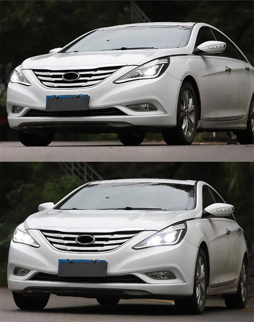 LED Head Light Parts For Sonata 8 Front Headlights Replacement 20 10-20 14 DRL Daytime light Bi-Xenon Light