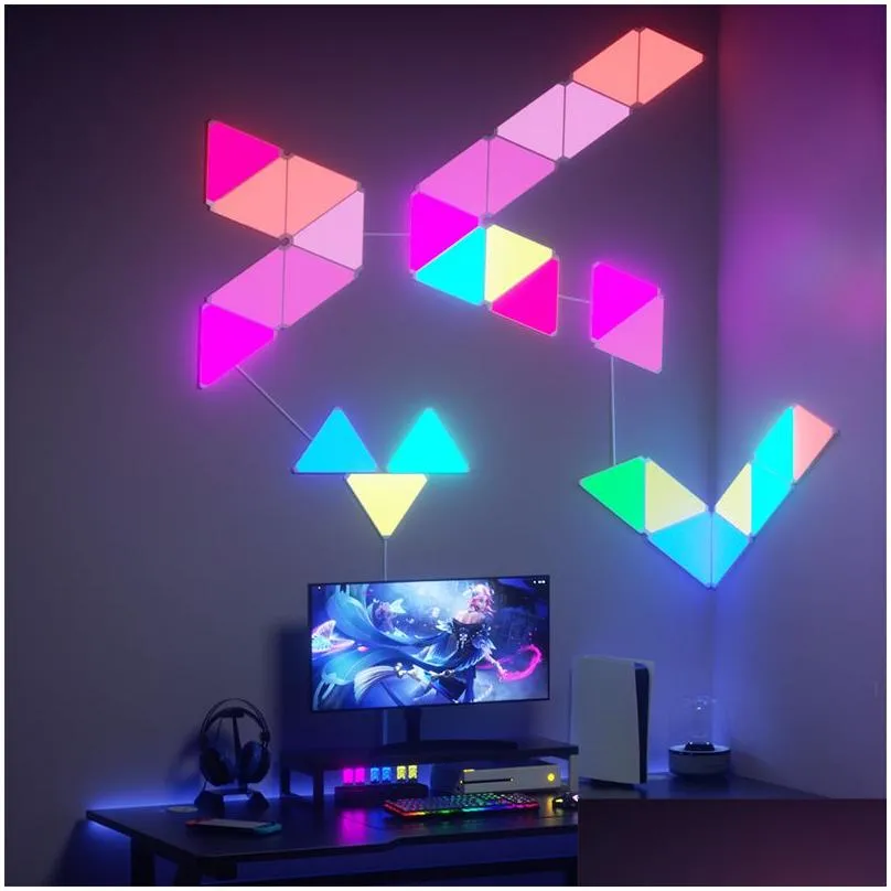 Wall Lamps Diy Smart App Light Plate Ly Creating Sync To Music Indoor Atmosphere Rgb Led Triangle Drop Delivery Lights Lighting Dhwv8