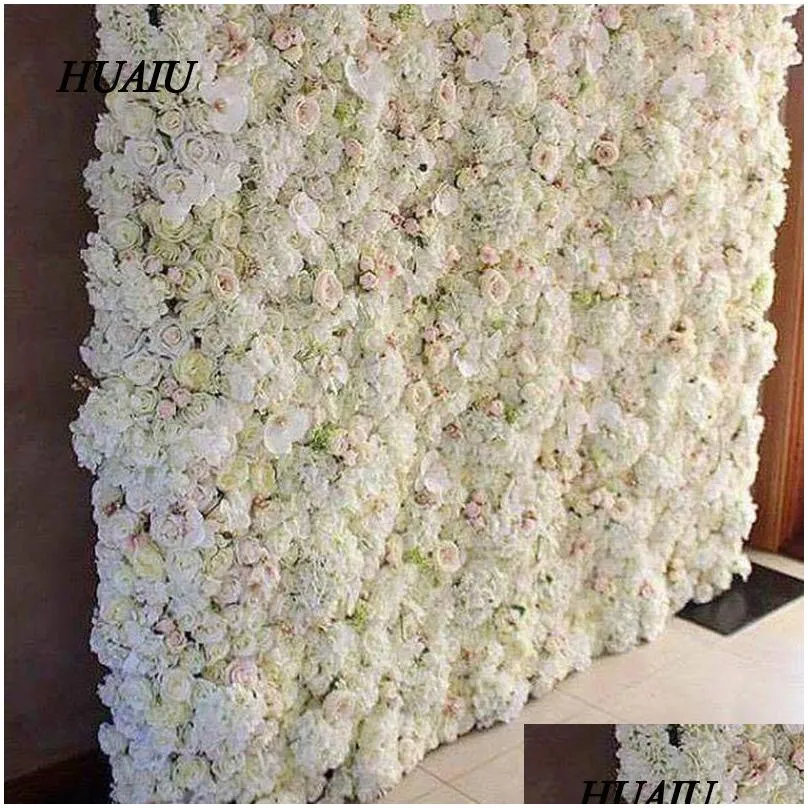 Decorative Flowers & Wreaths Artificial Flower Wall 62X42Cm Rose Hydrangea Background Wedding S Home Party Decoration Accessories Y200 Dhvxk