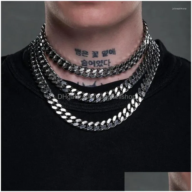 Chains Hnsp 8Mm-14Mm Stainless Steel Cuban Chain Necklace For Men Male Neck Punk Jewelry Drop Delivery Dhzhi