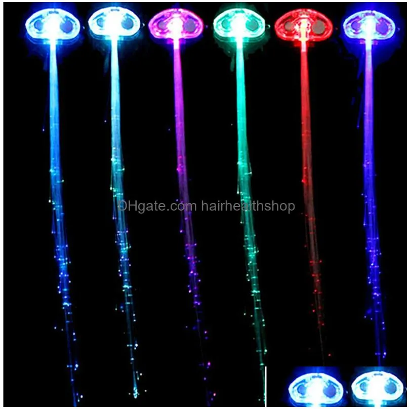 Flashing Hair Braid 10Pcs Luminous Light Up Led Extension Flash Party Girl Glow By Fiber Optic For Christmas Night Lights8446567 Drop Dhklt